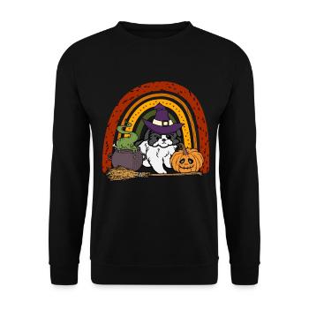 Cute Japan Chin Halloween Dog - Unisex Sweatshirt - black - Front - Alina (178cm) & Michal (187cm)