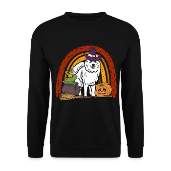 Cute Samoyed Halloween Dog - Unisex Sweatshirt - black - Front - Alina (178cm) & Michal (187cm)