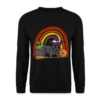 Süßer Scottish Terrier Halloween Liebhaber Kawaii - Unisex Pullover - Schwarz - Vorne - Alina (178cm) & Michal (187cm)