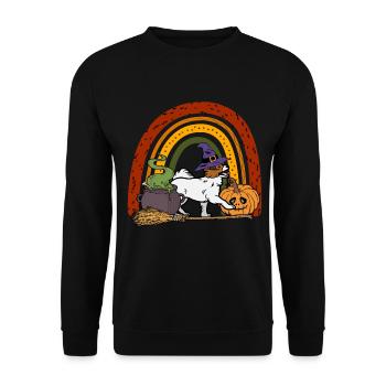 Süßer Papillon Halloween Kostüm Hund - Unisex Pullover - Schwarz - Vorne - Alina (178cm) & Michal (187cm)
