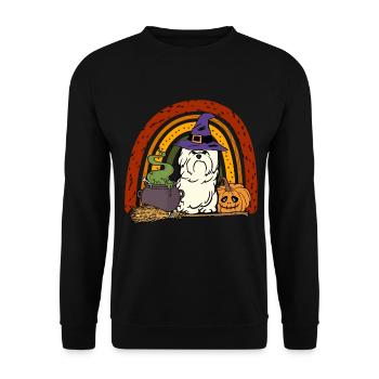 Mignon chien maltais d’Halloween - Sweat-shirt Unisexe - noir - Devant - Alina (178cm) & Michal (187cm)