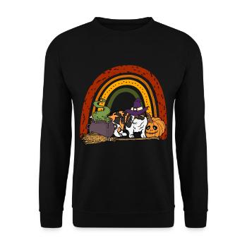 Munchkin Halloween Katze für Halloween - Unisex Pullover - Schwarz - Vorne - Alina (178cm) & Michal (187cm)