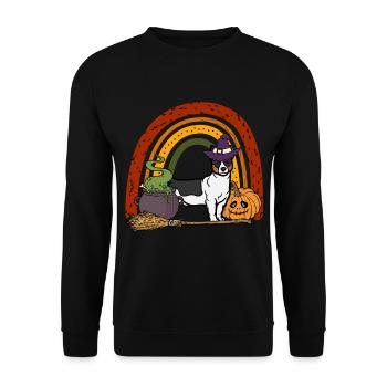 Süßer Teddy Roosevelt Terrier Halloween Hund - Unisex Pullover - Schwarz - Vorne - Alina (178cm) & Michal (187cm)
