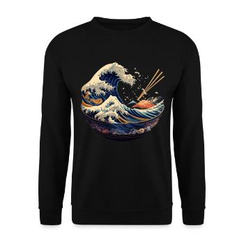 Große Kanagawa japanische Ramen - Unisex Pullover - Schwarz - Vorne - Alina (178cm) & Michal (187cm)