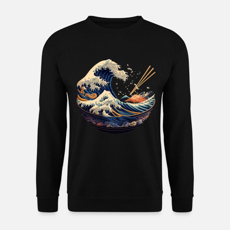 Große Kanagawa japanische Ramen - Unisex Pullover - Schwarz