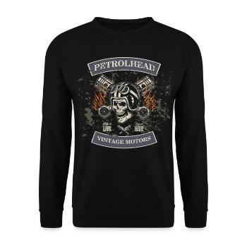 Petrolhead - Vintage Motors MC - Unisex Pullover - Schwarz - Vorne - Alina (178cm) & Michal (187cm)