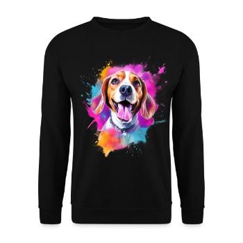 Beagle with sunglasses - Unisex Sweatshirt - black - Front - Alina (178cm) & Michal (187cm)
