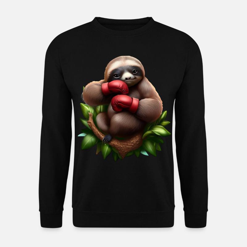 Boxendes Faultier auf Baum - Unisex Pullover - Schwarz