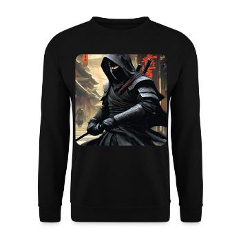Geheimnisvoller Ninja Krieger - Unisex Pullover - Schwarz - Vorne - Alina (178cm) & Michal (187cm)