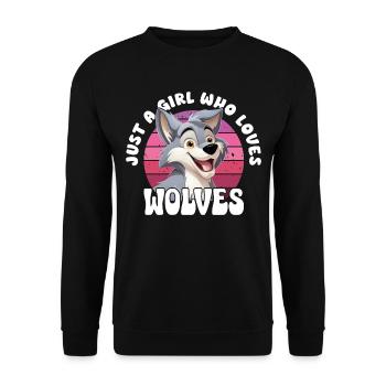 Wolf Just A Girl Who Loves Wolves Wolfskopf - Unisex Sweatshirt - black - Front - Alina (178cm) & Michal (187cm)