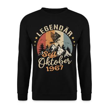 Legendär seit Oktober 1967 - 1967 - Unisex Pullover - Schwarz - Vorne - Alina (178cm) & Michal (187cm)