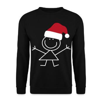 Bonhomme allumette Noël - Sweat-shirt Unisexe - noir - Devant - Alina (178cm) & Michal (187cm)
