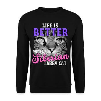 Life is better with a Siberian cat - Unisex Sweatshirt - black - Front - Alina (178cm) & Michal (187cm)