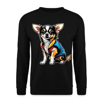 Cute little Chihuahua dog in comic style - Unisex Sweatshirt - black - Front - Alina (178cm) & Michal (187cm)
