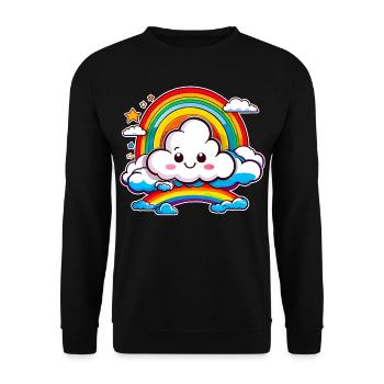 Cute cloud with rainbow - Unisex Sweatshirt - black - Front - Alina (178cm) & Michal (187cm)