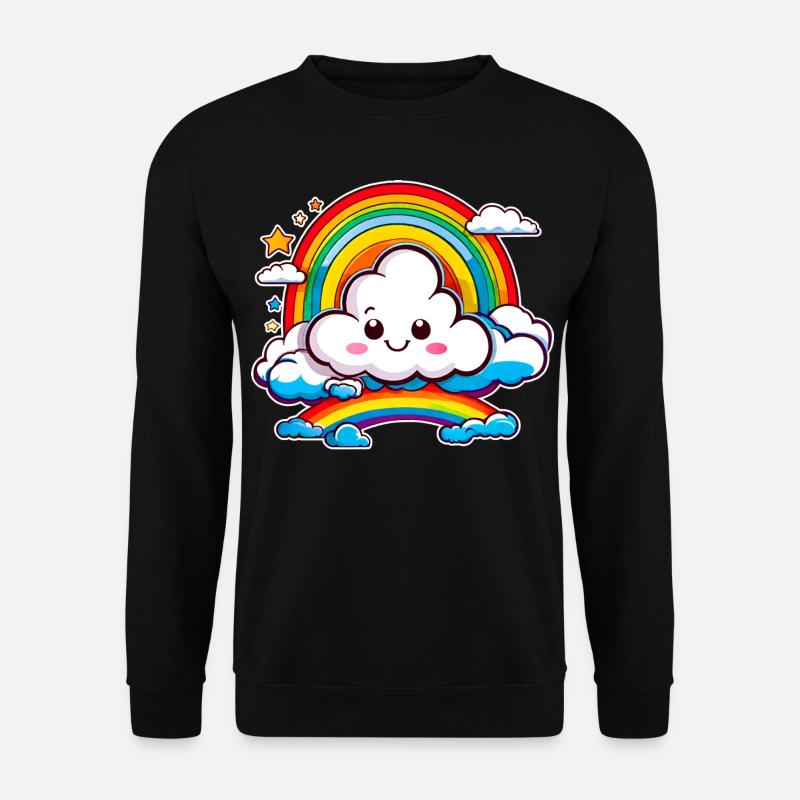 Nuage mignon avec arc-en-ciel - Sweat-shirt Unisexe - noir