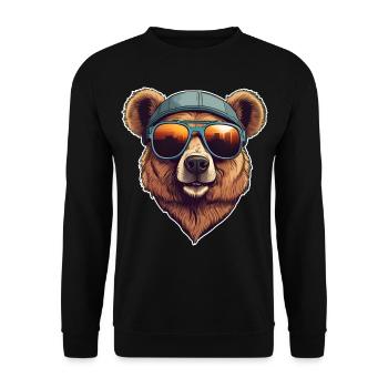 Cool bear with sunglasses - Unisex Sweatshirt - black - Front - Alina (178cm) & Michal (187cm)