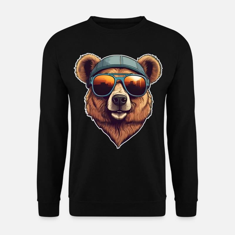 Cooler Bär mit Sonnenbrille - Unisex Pullover - Schwarz