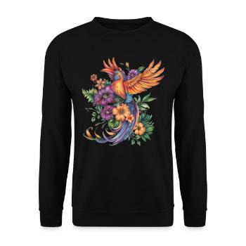 Oiseau de paradis avec des fleurs - Sweat-shirt Unisexe - noir - Devant - Alina (178cm) & Michal (187cm)