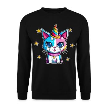 Chat Licorne mignon - Sweat-shirt Unisexe - noir - Devant - Alina (178cm) & Michal (187cm)