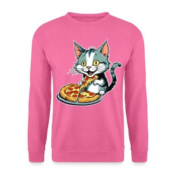 Le chat adore la pizza - Sweat-shirt Unisexe - rose - Devant