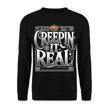 Creepin' It Real - Elegantes Halloween Shirt - Unisex Pullover - Schwarz - Vorne - Alina (178cm) & Michal (187cm)