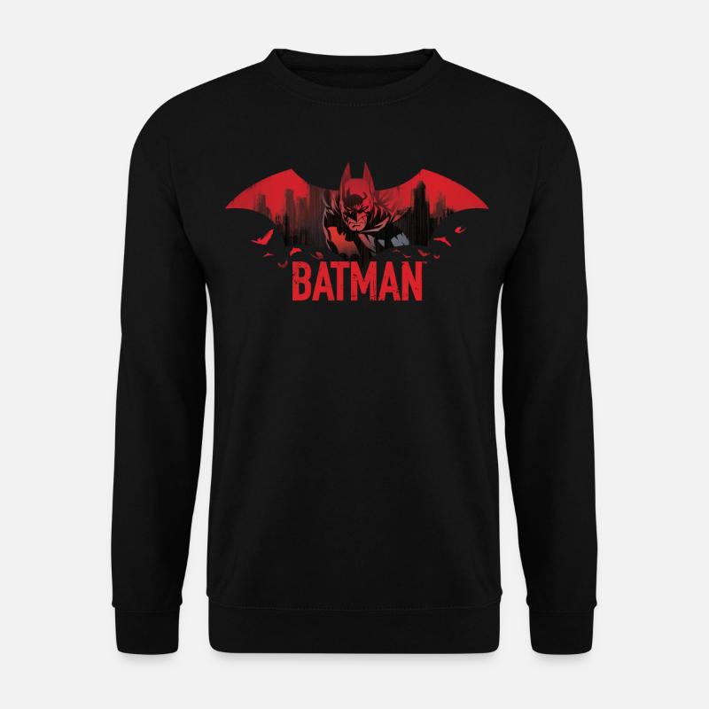 Batman Mit Fledermäusen Und Rotem Batman-Logo - Unisex Pullover - Schwarz