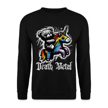 DEATH METAL UNICORN TEDDY drôle, mignon et rock - Sweat-shirt Unisexe - noir - Devant - Alina (178cm) & Michal (187cm)