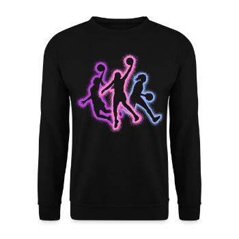 Basketballerin Silhouette Damen Basketball Mädchen - Unisex Pullover - Schwarz - Vorne - Alina (178cm) & Michal (187cm)