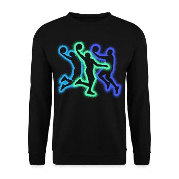 Dunking Basketball Spieler Silhouette Basketballer - Unisex Pullover - Schwarz - Vorne - Alina (178cm) & Michal (187cm)