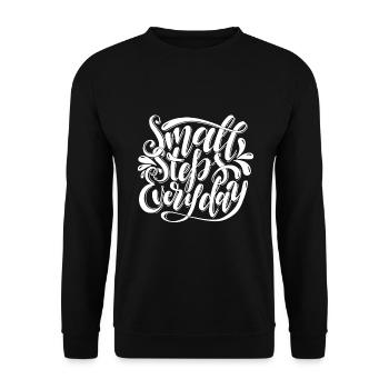 Motivation Kleine Schritte Jeden Tag Geschenk - Unisex Pullover - Schwarz - Vorne - Alina (178cm) & Michal (187cm)