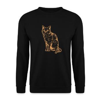 cat - Unisex Sweatshirt - black - Front - Alina (178cm) & Michal (187cm)