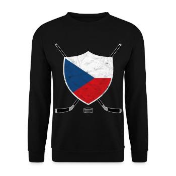 Czech Republic Ice Hockey Czechia Flag Sport Gift - Unisex Sweatshirt - black - Front - Alina (178cm) & Michal (187cm)