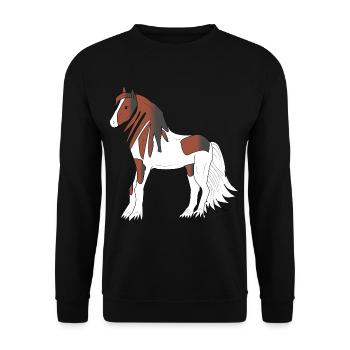 Joli cheval de trait noir-brun-blanc - Sweat-shirt Unisexe - noir - Devant - Alina (178cm) & Michal (187cm)
