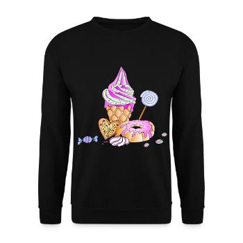 Crème glacée sundae bonbons confiserie sucre - Sweat-shirt Unisexe - noir - Devant - Alina (178cm) & Michal (187cm)