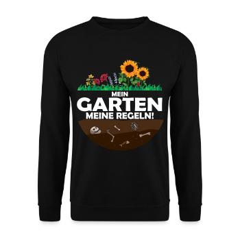 Mein garten meine Regeln - Unisex Pullover - Schwarz - Vorne - Alina (178cm) & Michal (187cm)