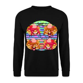 Pancake Frucht Soße Party - Unisex Pullover - Schwarz - Vorne - Alina (178cm) & Michal (187cm)