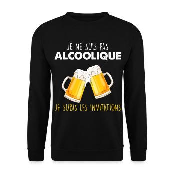 Cadeau humour alcool. Apéro bière - Sweat-shirt Unisexe - noir - Devant - Alina (178cm) & Michal (187cm)