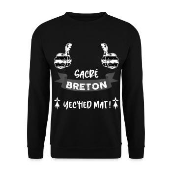 Sacré breton humour pour homme de Bretagne - Sweat-shirt Unisexe - noir - Devant - Alina (178cm) & Michal (187cm)