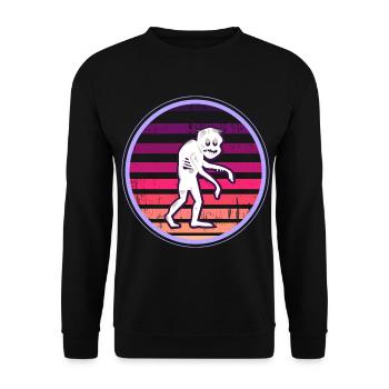 Retro Zombie T-Shirt Oldschool Zombieapokalypse - Unisex Pullover - Schwarz - Vorne - Alina (178cm) & Michal (187cm)