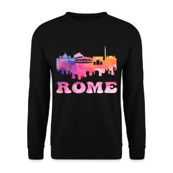 Rom Rome Italien Stadt Skyline Splash Bunt - Unisex Pullover - Schwarz - Vorne - Alina (178cm) & Michal (187cm)