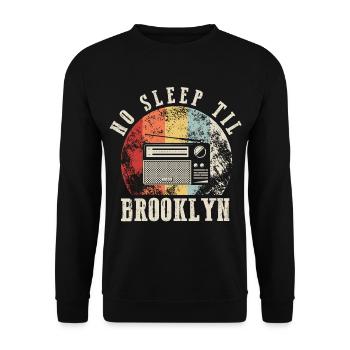 Retro No Sleep Til Brooklyn Retro Radio Stereo - Unisex Pullover - Schwarz - Vorne - Alina (178cm) & Michal (187cm)