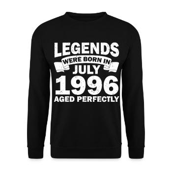 26. Geburtstag Juli Jahrgang 1996 Geschenkidee - Unisex Pullover - Schwarz - Vorne - Alina (178cm) & Michal (187cm)