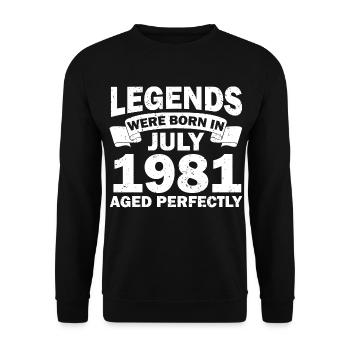 41ème anniversaire Juillet Né en 1981 Idée cadeau - Sweat-shirt Unisexe - noir - Devant - Alina (178cm) & Michal (187cm)