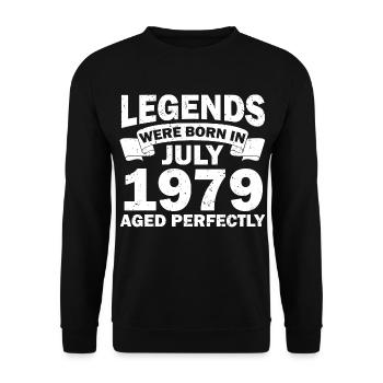 43ème anniversaire Juillet né 1979 Idée cadeau - Sweat-shirt Unisexe - noir - Devant - Alina (178cm) & Michal (187cm)
