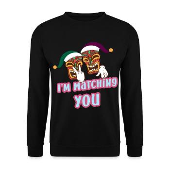 I'm Watching You Weihnachten im Juli Surfender Wei - Unisex Pullover - Schwarz - Vorne - Alina (178cm) & Michal (187cm)