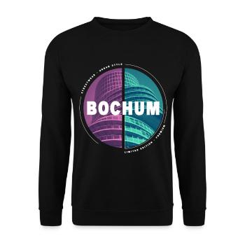 Bochum Deutschland Stadt Skyline Heimat Liebe - Unisex Pullover - Schwarz - Vorne - Alina (178cm) & Michal (187cm)