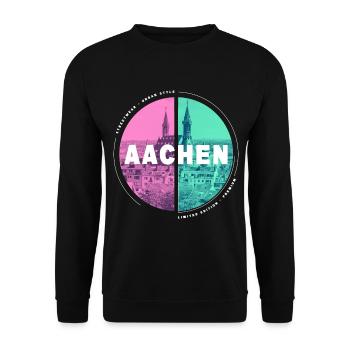 Aachen Germany City Skyline Home Love - Unisex Sweatshirt - black - Front - Alina (178cm) & Michal (187cm)