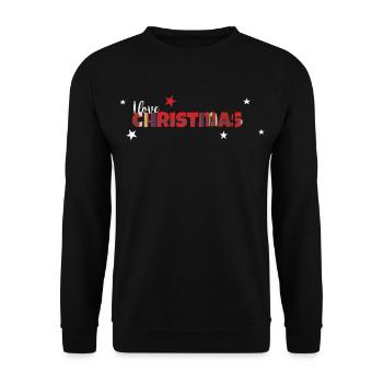 Weihnachtspulli I love Christmas - Unisex Pullover - Schwarz - Vorne - Alina (178cm) & Michal (187cm)