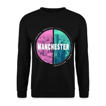 Manchester Angleterre UK City Skyline Accueil Amour - Sweat-shirt Unisexe - noir - Devant - Alina (178cm) & Michal (187cm)